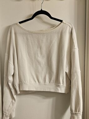 We The Free Cream Cropped Thermal Sweatshirt. Size S